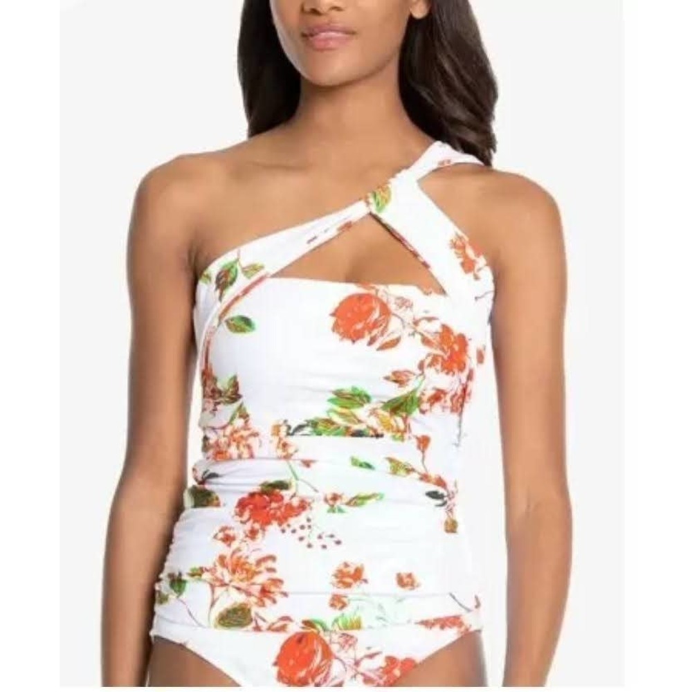 Rachel Roy Floral One Shoulder Tankini Top XS